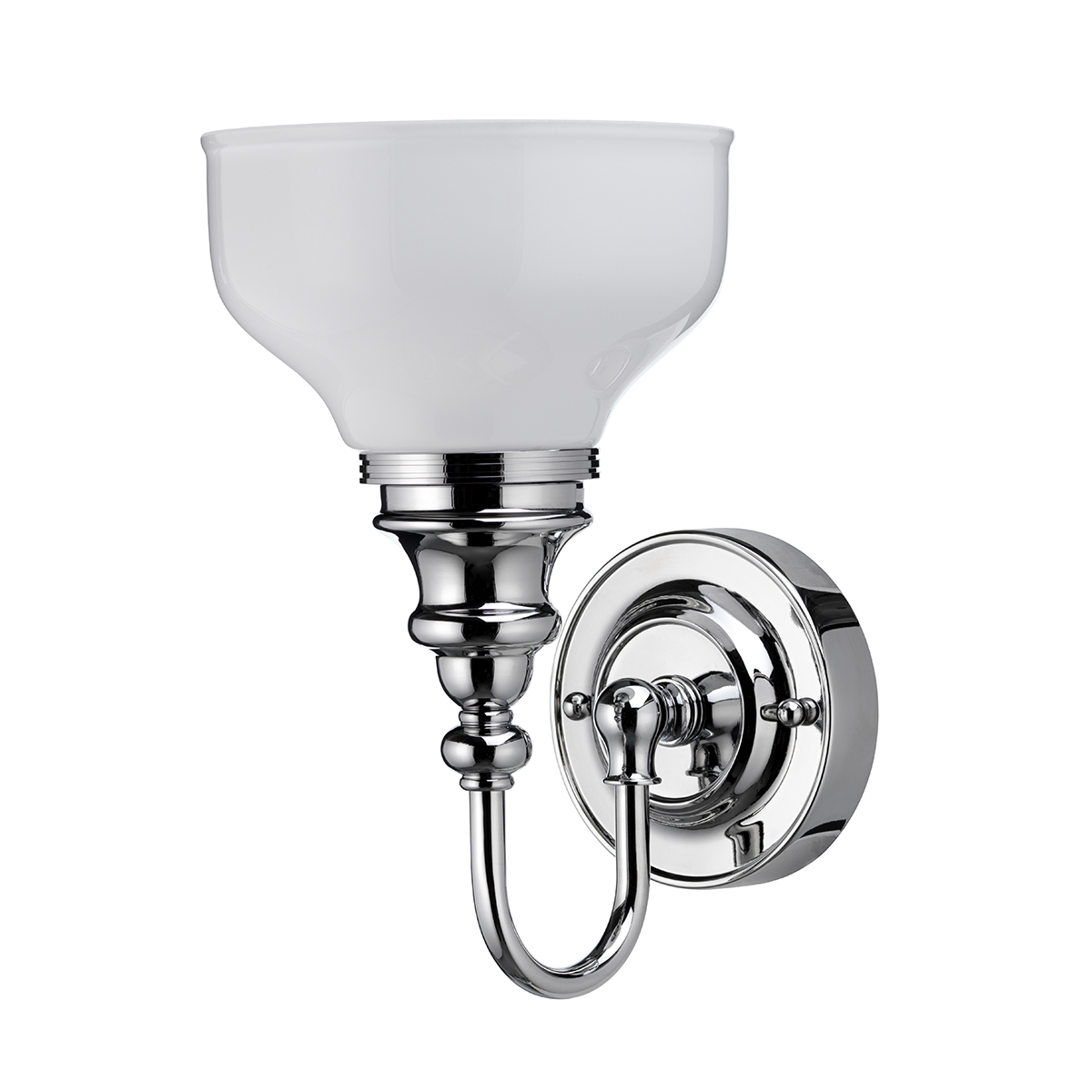 Burlington Ornate light with chrome base & opal glass cup shade